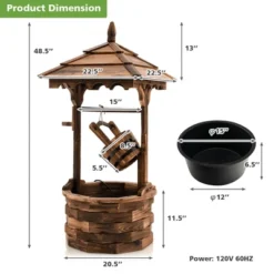 Tangkula Rustic Wishing Well Fountain Outdoor Patio Wooden Water Fountain W/ Electric Pump -Tangkula GUEST b2e37ff7 78a8 47ff bdb0 dfdd3f5615c6
