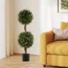 Tangkula Set Of 2 Artificial Double Topiary Ball Trees 3 FT Faux Boxwood Topiary Tree -Tangkula GUEST b31cc610 4d2a 490f 95c1 8c513d88a1cd