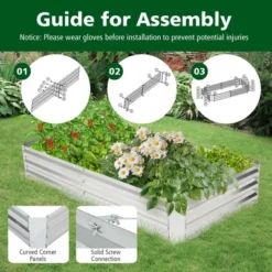 Tangkula 2PCS Galvanized Raised Garden Bed Elevated Rectangle Plant Box 6 X 3 X 1FT -Tangkula GUEST b32d0dc7 c758 44a5 a077 e429d3237555
