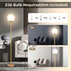 Tangkula Glass Globe LED Floor Lamp W/ Acrylic Lampshade Bedroom Office -Tangkula GUEST b36de088 d485 4fa7 b31b 3d9416c2151e
