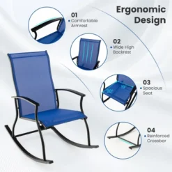 Tangkula Set Of 2 Outdoor Rocking Chair Patio Rocker W/ Breathable Fabric -Tangkula GUEST b38d2955 620d 4376 86cb ef374452a329