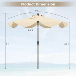 Tangkula 9 FT Patio Umbrella Outdoor Double Top Umbrella With Ruffled Edges Push Button Tilt Crank 8 Ribs Fade-resistant Market Umbrella Beige/Navy -Tangkula GUEST b3a3147d 9960 4f5c 838d 7ba375f9fdcb