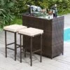 Tangkula 3 Pieces Patio Bar Set PE Wicker Outdoor Bar Table & Stools Set W/ Removable Cushions -Tangkula GUEST b4a63bd7 4541 4c97 9f7e 6d3ce166f726