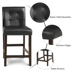Tangkula Set Of 4 Bar Stools 25inch Counter Height Barstool Pub Chair Rubber Wood Black -Tangkula GUEST b4b543b1 00a3 4b25 9293 bd2d38deea12