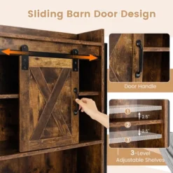 Tangkula Over The Toilet Freestanding Storage Rack Bathroom W/ Slipping Barn Door -Tangkula GUEST b4b9b398 8a0c 4bd7 80f1 402499d2aa0f