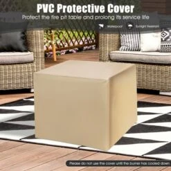 Tangkula 28" Propane Fire Pit Table 40,000 BTU Outdoor Propane Gas Fire Table With Wood-like Tabletop Lid And Lava Rocks With PVC Cover -Tangkula GUEST b4c203e3 e872 482b a35f c3bbf2f90966