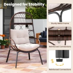 Tangkula PE Wicker Egg Chair Patio Cocoon Lounger W/ Comfortable Cushions & Metal Frame 16 Tangkula PE Wicker Egg Chair Patio Cocoon Lounger W/ Comfortable Cushions & Metal Frame -Tangkula GUEST b4c4b433 3a20 4edd 8692 504a4113736c
