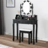 Tangkula Make-Up Vanity Table Dresser Set W/LED Light, Black Brown White -Tangkula GUEST b4ce7e86 a7b0 4dd0 9c68 6bd87d7881da