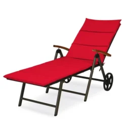 Tangkula Outdoor Rattan Wicker Lounge Chair Folding Patio Chaise W/ Wheels & Cushion -Tangkula GUEST b4ea4fed f4e1 421a bfd0 24e6cefc6af9