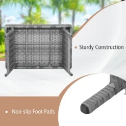 Tangkula Folding Rattan Wicker Coffee Side Table Patio Garden Poolside Yard Outdoor Mix Gray -Tangkula GUEST b5046288 1692 449c 807c 81dcf6a6d78a