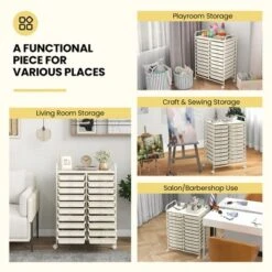 Tangkula 20-Drawer Rolling Storage Cart Art Craft Organizer Cart Mobile Utility Storage Cart With Removable Drawers & Lockable Wheels White -Tangkula GUEST b517fdd1 577c 4353 a049 35a3cee5b454