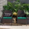 Tangkula Patio Loveseat 2 Person Cushioned Seats With Center Table Outdoor Rattan Furniture Set Turquoise/ Red -Tangkula GUEST b51f13d5 a044 45e8 b4d2 1bb0293f6214
