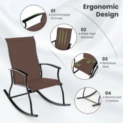 Tangkula Set Of 2 Outdoor Rocking Chair Patio Rocker W/ Breathable Fabric Brown -Tangkula GUEST b540fe13 27c1 4e5e 80d8 368d9f192d30