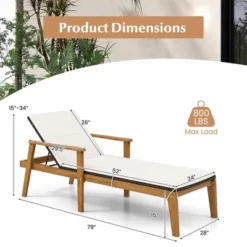 Tangkula Outdoor Chaise Lounge Chair W/ Armrests & 4-Level Backrest Adjustment -Tangkula GUEST b5e33c2b f528 4156 9dd6 26e03c037706