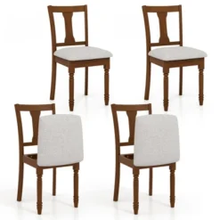 Tangkula Set Of 4 Upholstered Wooden Dining Chair W/ Seat Storage Space -Tangkula GUEST b60340fd 2ca4 46b5 b015 0a7e50c4879f
