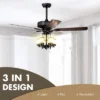 Tangkula 50" Ceiling Fan Light W/ 5 Explosion-Proof Glass Lampshades, Remote Control, Time Function, 3-Speed Adjustment, Noiseless Reversible Motor
