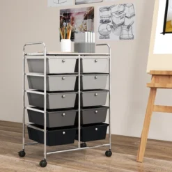Tangkula 10-Drawer Rolling Storage Cart Tools Scrapbook Paper Organizer On Wheels Black Gradient -Tangkula GUEST b660b97c b2e9 48b0 a86c ca91e6869da8