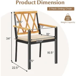 Tangkula Patio Dining Chairs Set Of 2 Metal Outdoor Chairs W/ Removable Padded Cushions -Tangkula GUEST b6bb21c6 fe82 442c afd8 b144e1ef1e40