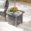 Tangkula 21.5 Inches Outdoor PE Rattan Side Table W/ Resin Tabletop Umbrella Hole -Tangkula GUEST b7134460 cf75 460b 999e dbca094b5f53