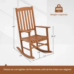 Tangkula 2 Pieces Patio Rocking Chair W/ 400 Lbs Weight Capacity Eucalyptus Wood Porch Rocker -Tangkula GUEST b795a7df b629 4f0e a89b 9fce7ac6c3ec
