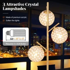 Tangkula 3-Globe Floor Lamp W/ Foot Switch & 3 E26 Bulb Bases Sturdy Metal Pole -Tangkula GUEST b7ece5a3 dceb 4e37 9847 58b1b0b45818