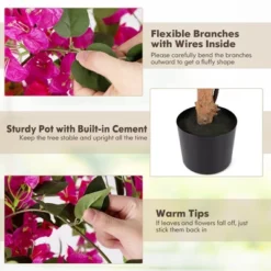 Tangkula 2PCS 53" Artificial Azalea Tree Floral Plant W/ Red Azalea Flowers Nursery Pot -Tangkula GUEST b7f1b460 ba6b 49ea 97c7 124fb562b889