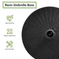 Tangkula 49lbs Round Patio Umbrella Base Outdoor Resin Umbrella Stand W/ Rattan Design, Adjustable Knob -Tangkula GUEST b86bac8f 1b9f 44f5 8534 0b89823da236