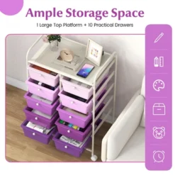 Tangkula 10 Drawers Rolling Cart Classroom Organizers Storage Cart With Wheels For Office Home School Supplies Tool Craft Art Paper Purple Gradient -Tangkula GUEST b8928a7a a319 4118 b9aa c66336cdf91c