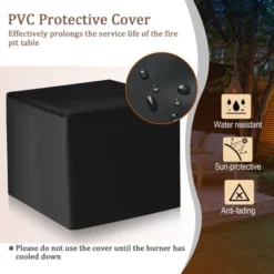 Tangkula 28 Inch Outdoor Square Fire Pit Table 50,000 BTU Propane Gas Fire Table W/ Fire Glasses & PVC Protective Cover -Tangkula GUEST b9508485 3ae2 497a 844a 6648130dc6dc