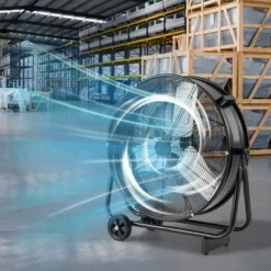 Tangkula 24 Inch Industrial Drum Fan W/ 360 Degree Adjustable Tilt & 2 Wheels For Warehouse