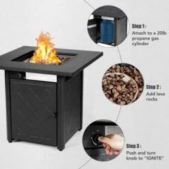 Tangkula 28" Gas Fire Pit Table, 50,000 BTU Auto-Ignition Propane Fire Pit Table, Outdoor Fire Table With Lid Suitable Black -Tangkula GUEST b99a6e44 454a 46ad 8471 9de8e92de02a