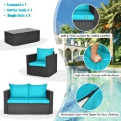 Tangkula 4PC Patio Rattan Wicker Conversation Furniture Set Sectional Sofa & Coffee Table -Tangkula GUEST b9ae8c90 c43c 40d0 894d 4eac07b0e6f5