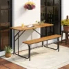 Tangkula Patio Table Bench Set For 2 Picnic Table & Loveseat W/Acacia Wood Top Metal Legs -Tangkula GUEST b9bcf9b9 7337 42b4 a7fc 7d7c6a669779