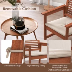 Tangkula Outdoor Hardwood Armchairs Set Of 2/4 Weather-resistant Slatted Armchairs W/Removable Cushions -Tangkula GUEST b9d57cdf 21d6 455e 94b1 e557e51907ca