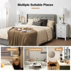 Tangkula Lamp Set 3-Piece Modern Home Living Room Bedroom Nickel Finish Lamps -Tangkula GUEST b9da5ca2 d3c1 4c6f a116 b6127b98637d