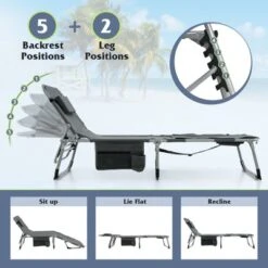 Tangkula Outdoor Folding Chaise 5-Position Lounge Chair W/ Face Hole & Adjustable Footrest -Tangkula GUEST ba271ba3 cc70 407d 8d6a 16c4e34b63ec