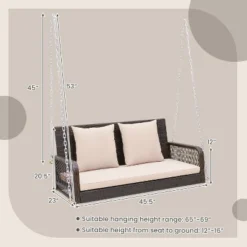 Tangkula Wicker Outdoor Porch Swing 800 LBS Capacity Outdoor Swing Bench W/ Hanging Chains -Tangkula GUEST ba7f220c 9dca 4caa 8de2 7a12e4e4524a
