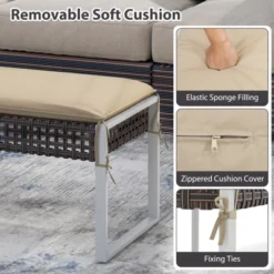 Tangkula 43 Inch Patio Rectangle Ottoman Pack Of 2 W/ Metal Legs & Seat Cushion -Tangkula GUEST baa796ff b4fa 46ff 9b29 ffd28cf2cc1f