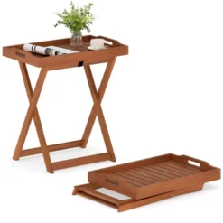 Tangkula Patio Solid Wood Tray Table W/ Removable Top Rectangular TV Tray Bistro Table -Tangkula GUEST babccc7d a2be 49e0 a09d 976cedf30b10