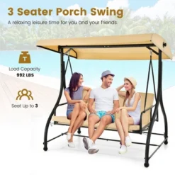 Tangkula 3-Seat Outdoor Converting Patio Swing Glider Adjustable Canopy Porch Swing -Tangkula GUEST bad535bc 6ec4 44e9 b9e4 2b6a44799ba5
