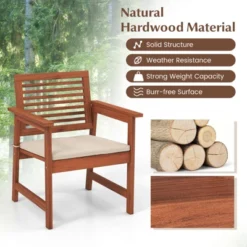 Tangkula Outdoor Hardwood Armchairs Set Of 2/4 Weather-resistant Slatted Armchairs W/Removable Cushions -Tangkula GUEST baedcb00 8bf1 4b0e afc8 b56ad4cfcfb2