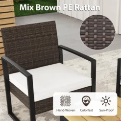 Tangkula Set Of 8 PE Rattan Patio Conversation Set Outdoor Porch Chairs Loveseat With Coffee Table And Soft Cushions Metal Frame -Tangkula GUEST bb389d75 5ad0 4479 b15e 5d88b7a73794