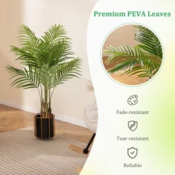 Tangkula 4.2 FT Tall Artificial Palm Paradise Plant 2 Pack Large Fake Potted Tree -Tangkula GUEST bb3998ba d78d 491c 9739 1b2027d708c3