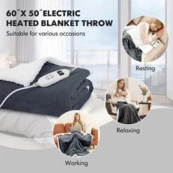 Tangkula 50" X 60" Heated Electric Reversible Fleece Blanket Blanket Throw W/ 10 Heat Levels, 9 Hours Auto Shut-Off, Overheat Protection Gray -Tangkula GUEST bba9b90e d696 4c1e 93cf fcca11db97cd
