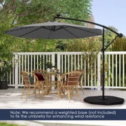 Tangkula 10 Ft Solar LED 40 Lights Offset Umbrella Crank Cross Base Patio