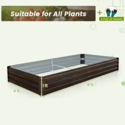 Tangkula Raised Garden Bed 8 X 4 X 1 Ft Metal Planter Box With Middle Reinforced Bracket Rectangular Raised Garden Box -Tangkula GUEST bbf7ded2 1d70 484f 9438 8235c466a859