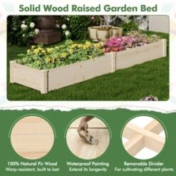 Tangkula Wooden Raised Garden Bed W/ 2 Planter Boxes Divider Open-Ended Base For Flower -Tangkula GUEST bc1a80c9 6c1d 4929 93ad 4b6109308437