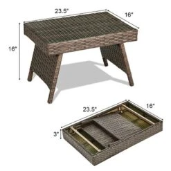 Tangkula Outdoor Wicker Table Patio Rattan Coffee Table Side Table Steel Frame -Tangkula GUEST bc359fd5 b9d4 437d 8566 40a0b376c840