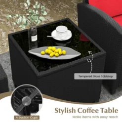 Tangkula 3 PCS Patio Furniture Set W/Tempered Glass Coffee Table Washable Cushions -Tangkula GUEST bc988531 71fc 4864 b5ca d2bc03631aa7