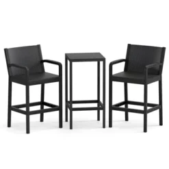 Tangkula 3 Piece Patio Bar Set Bistro Table & Chairs W/ Heavy-Duty Metal Frame -Tangkula GUEST bcb41695 d4f9 43ef 8a80 0d5e1d889616